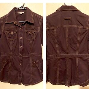 CAbi women’s lite button Chocolate Military Style jacket size Medium’s